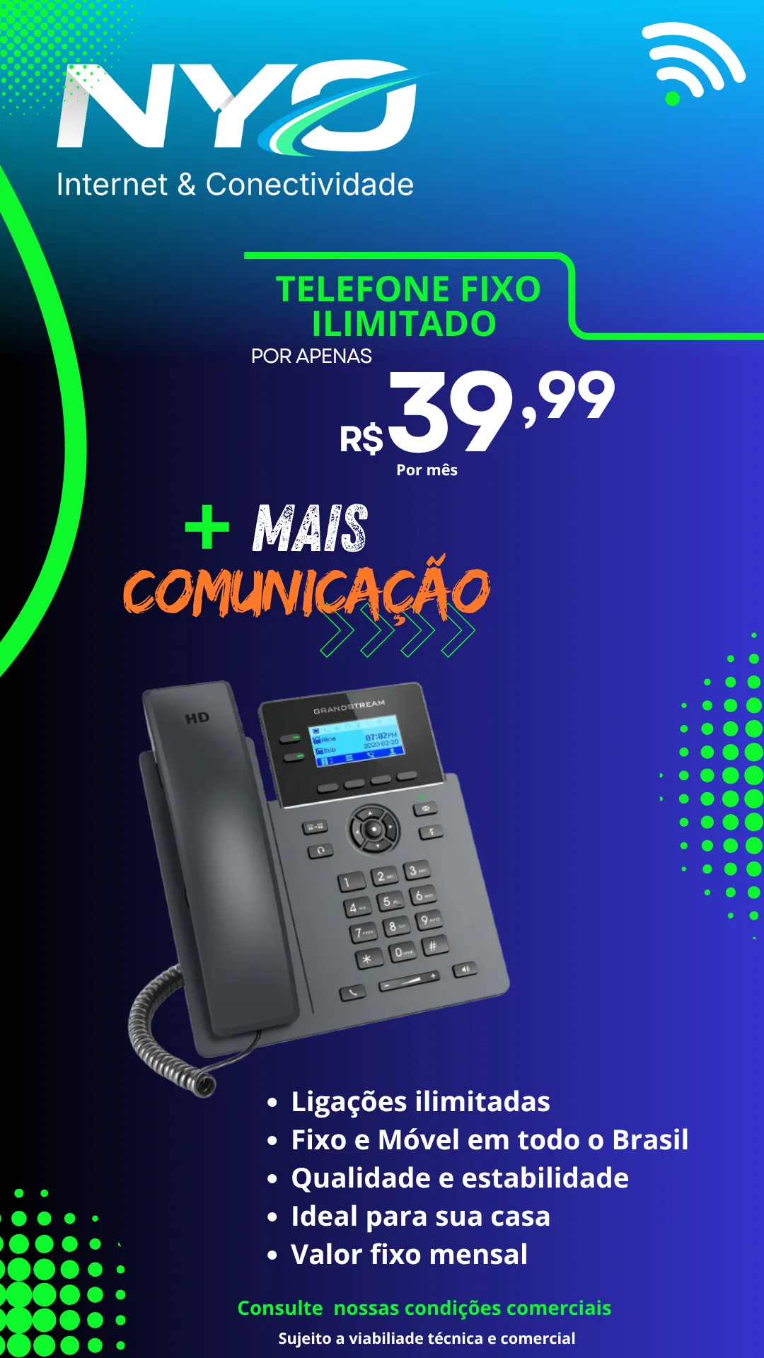 Unlimited landline for R$ 39,99/month